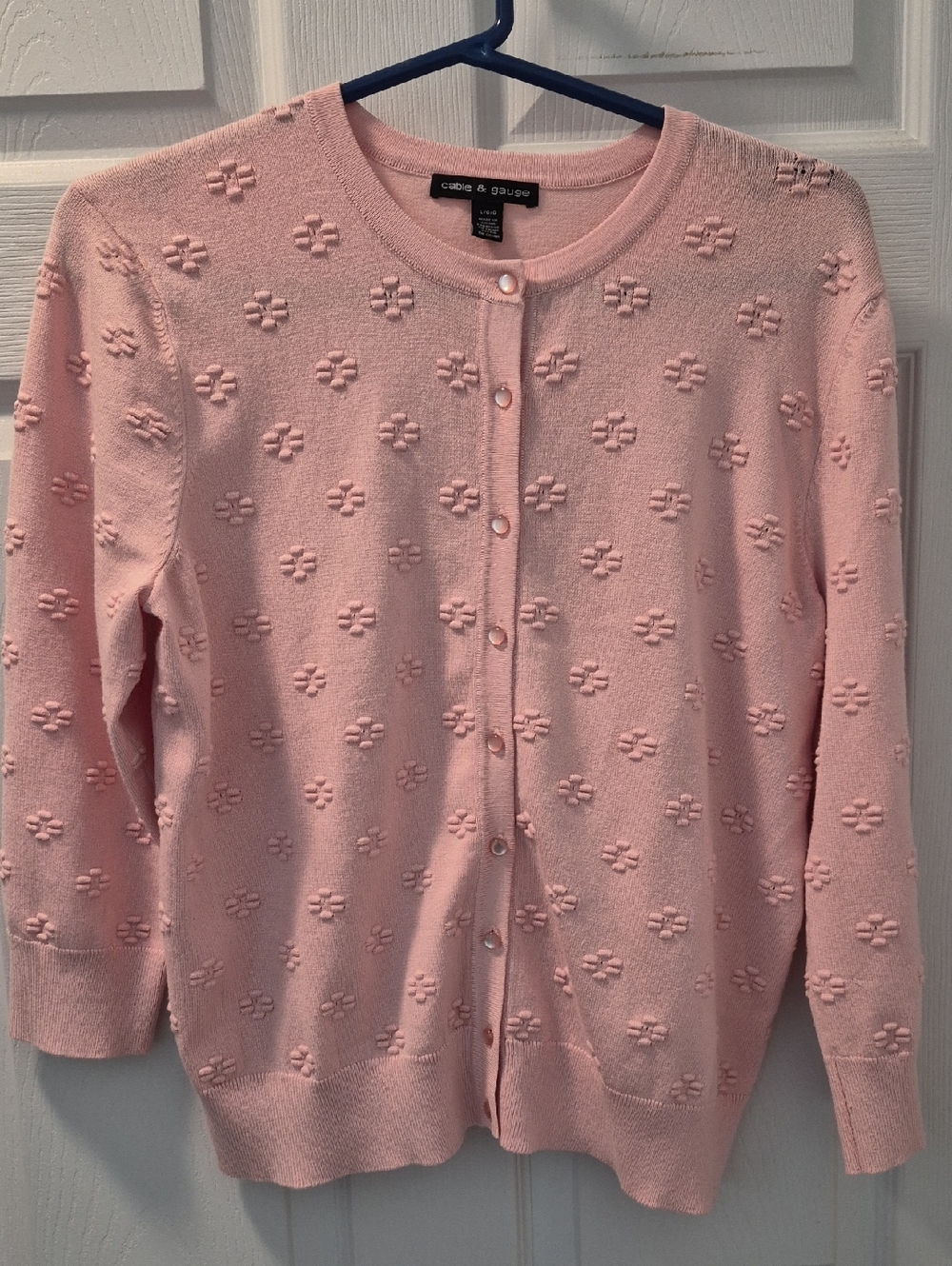 Cable & Gauge Blush Floral Knit Cardigan